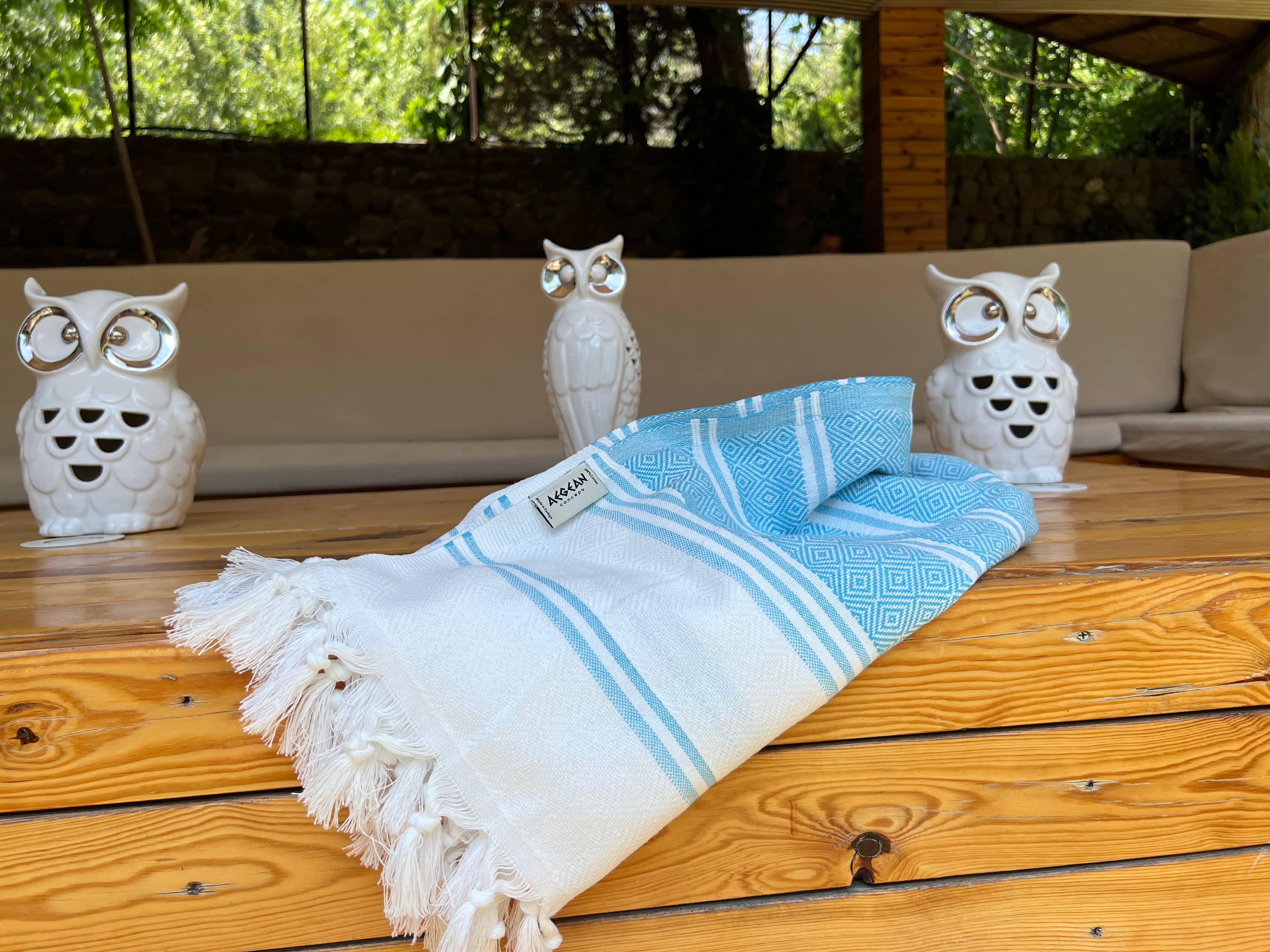 Turkish Beach Towel – Quick Dry, Oversized, Sand-Free – Aqua Grey, 41x68"