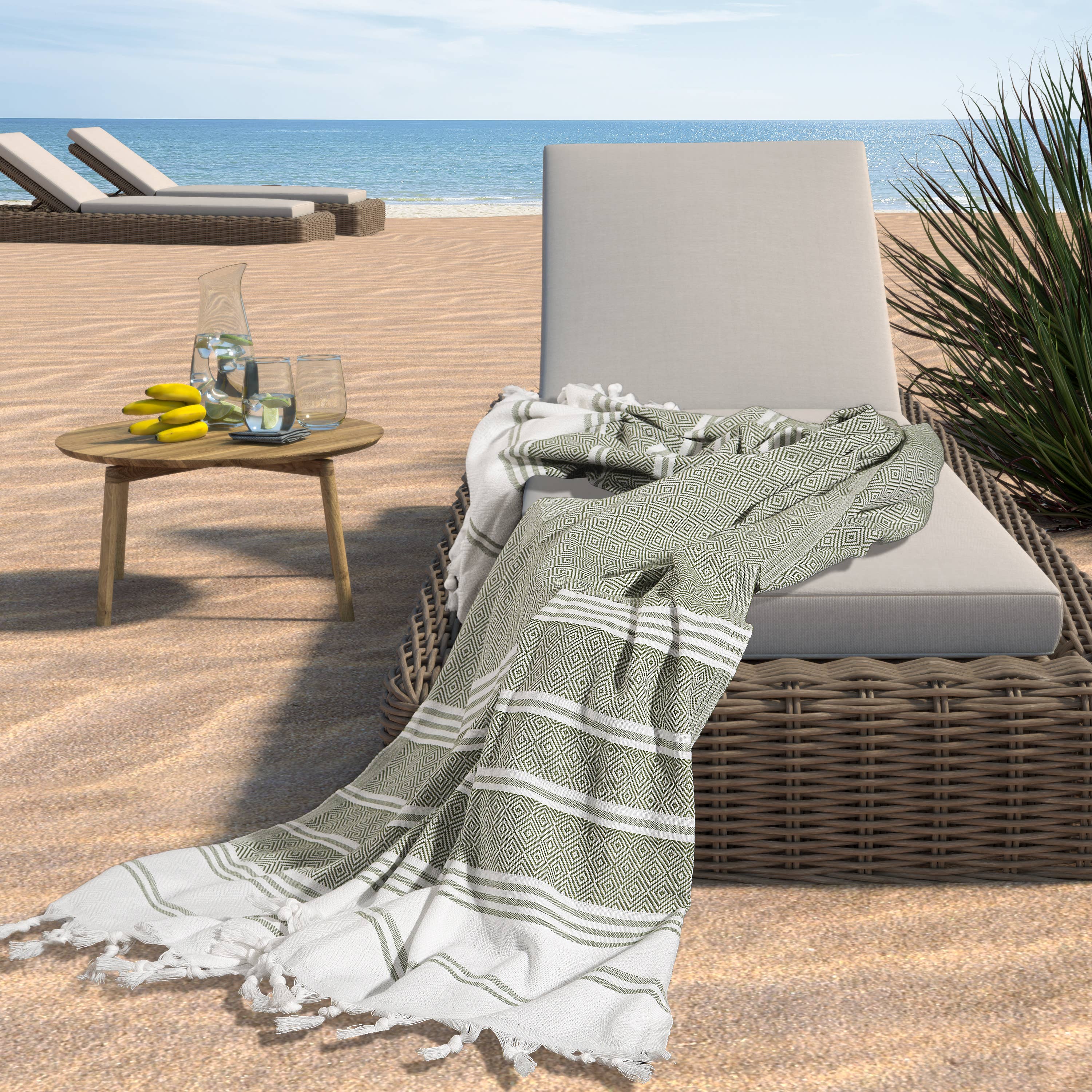 Turkish Beach Towel – Quick Dry, Oversized, Sand-Free – Aqua Grey, 41x68"