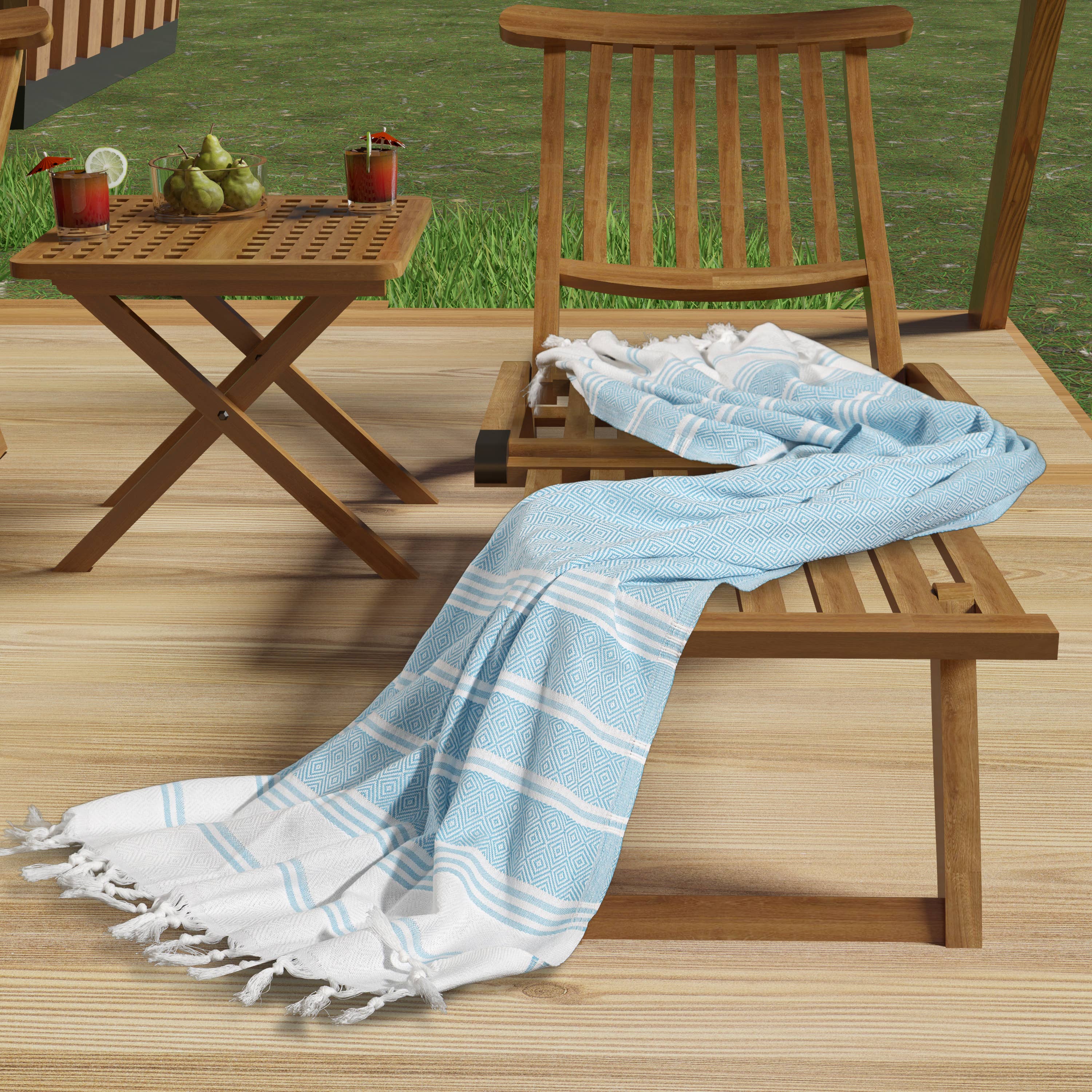 Turkish Beach Towel – Quick Dry, Oversized, Sand-Free – Aqua Grey, 41x68"