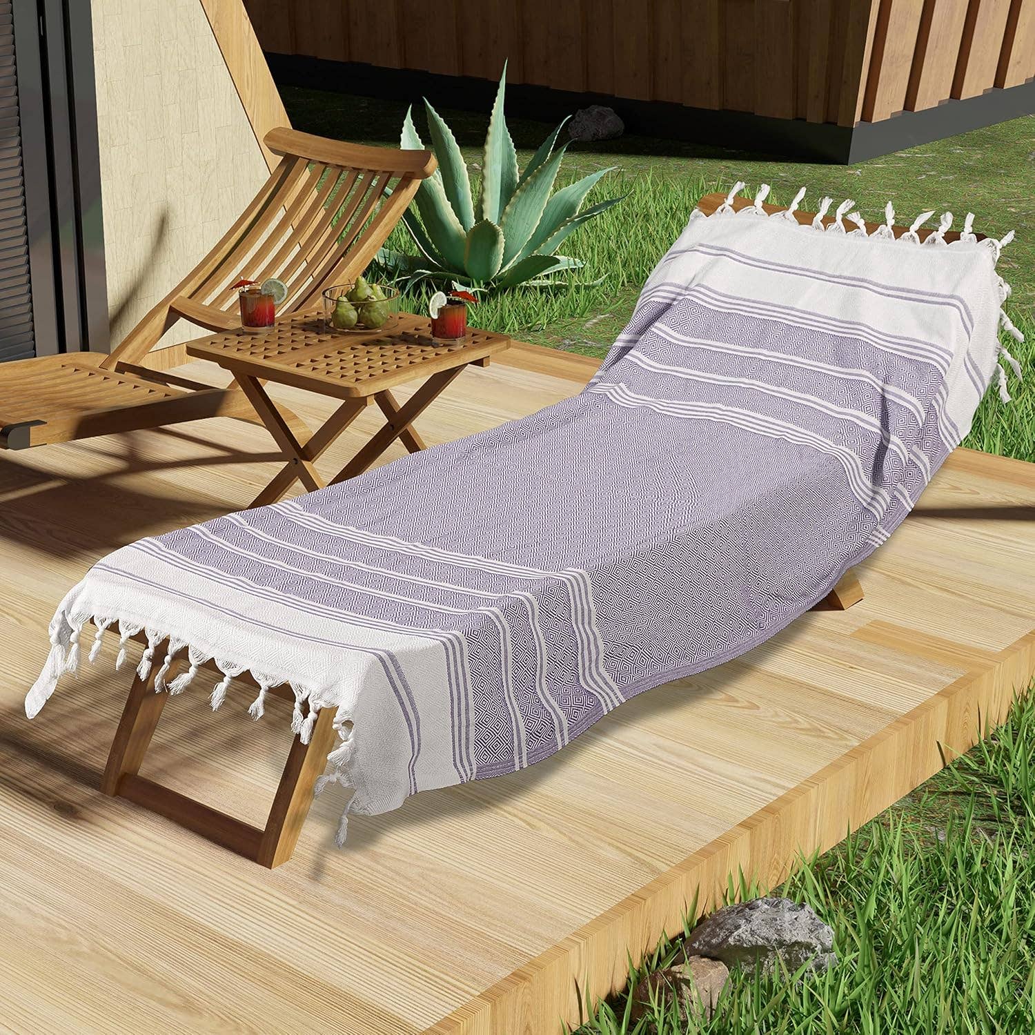 Turkish Beach Towel – Quick Dry, Oversized, Sand-Free – Aqua Grey, 41x68"