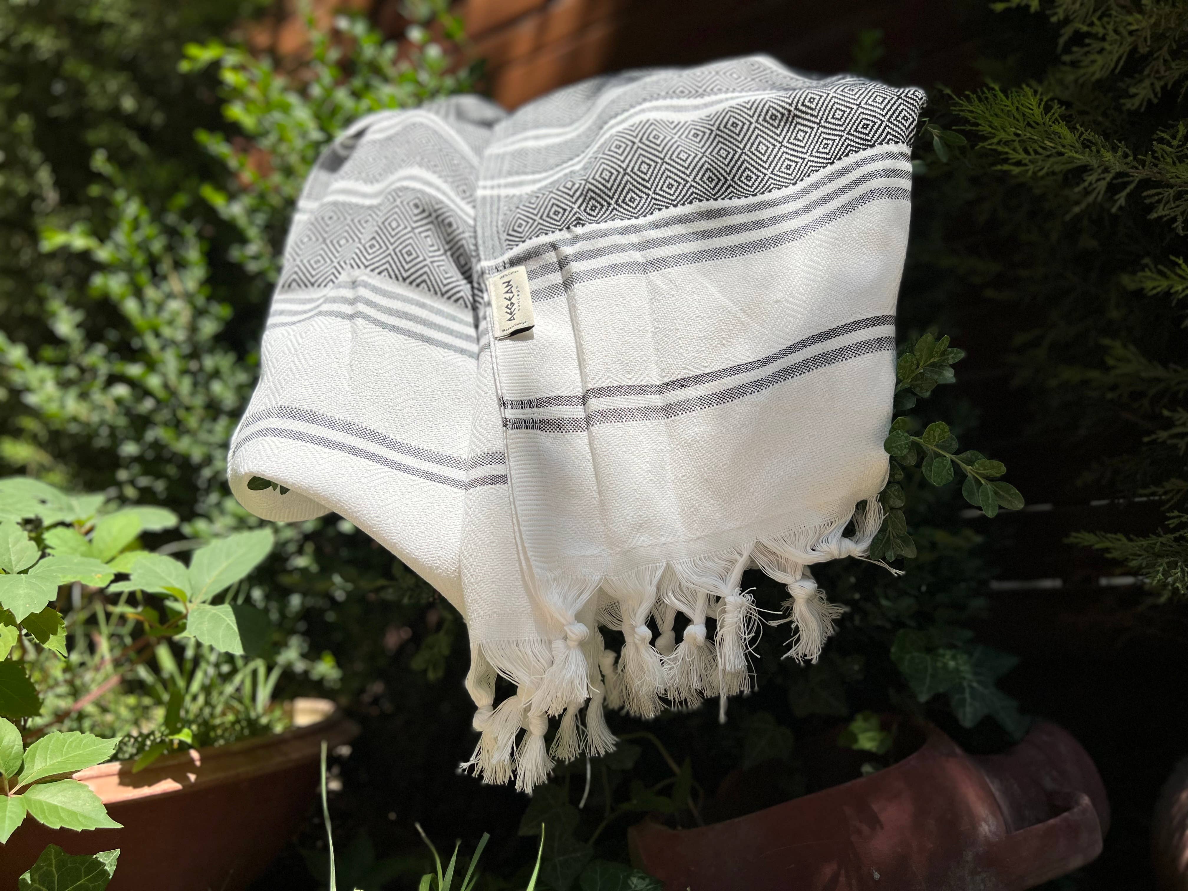 Turkish Beach Towel – Quick Dry, Oversized, Sand-Free – Aqua Grey, 41x68"