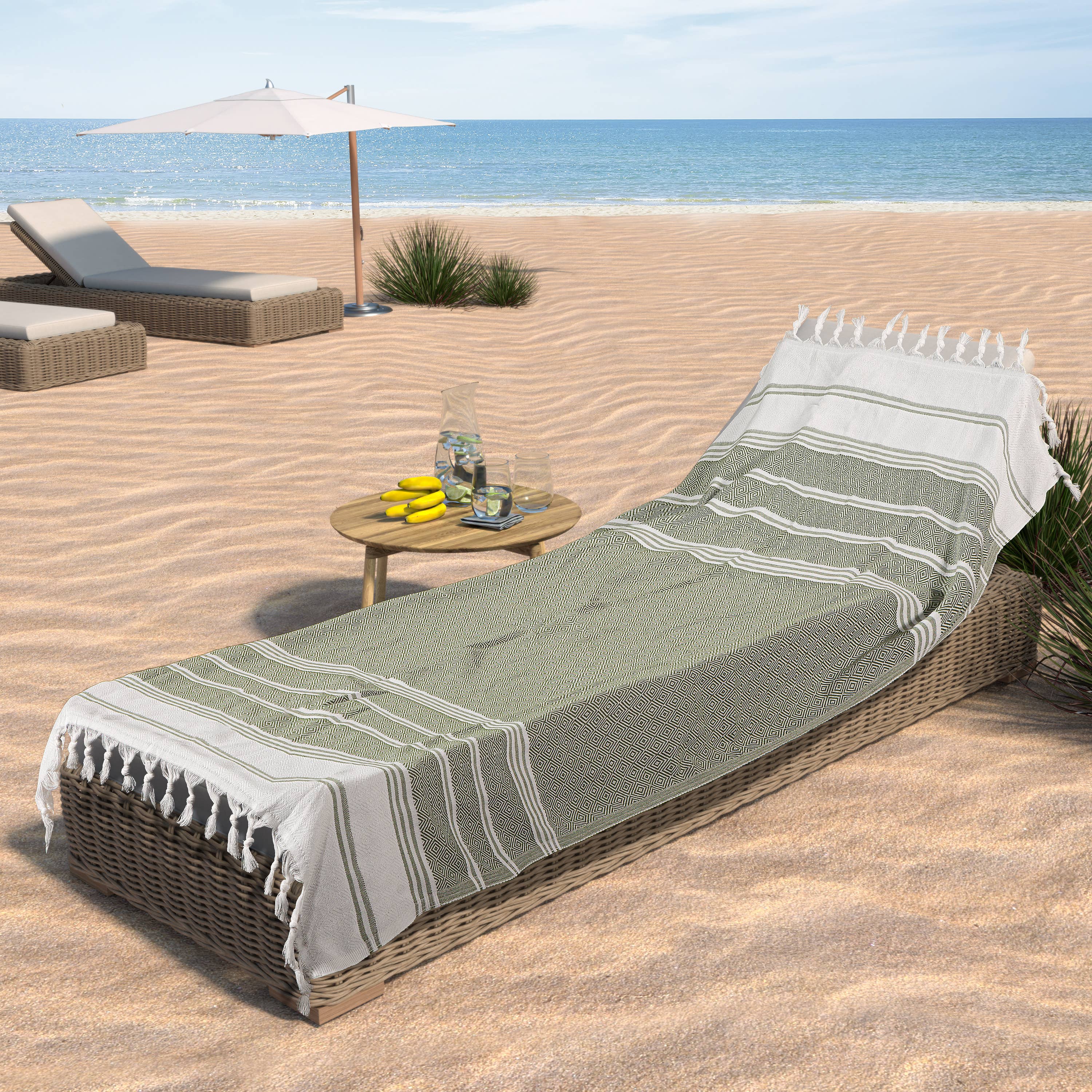Turkish Beach Towel – Quick Dry, Oversized, Sand-Free – Aqua Grey, 41x68"