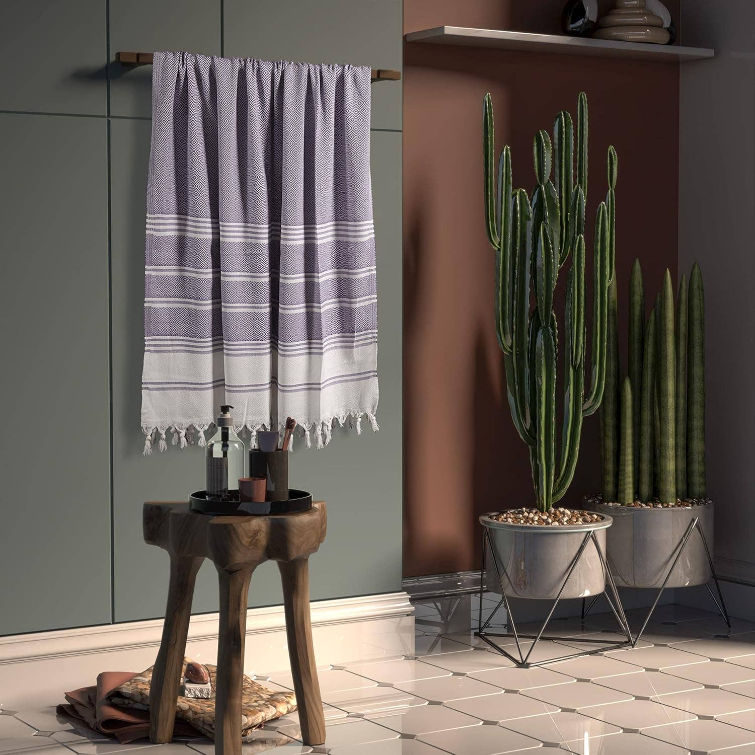 Turkish Beach Towel – Quick Dry, Oversized, Sand-Free – Aqua Grey, 41x68"