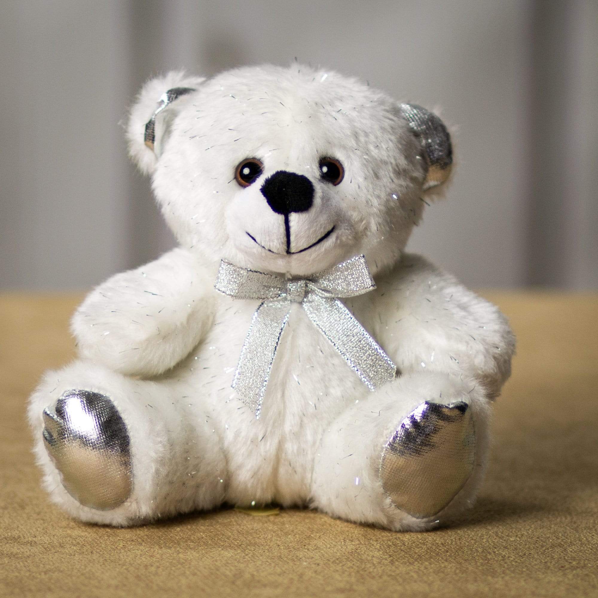 Plush Bears for Homecoming Mums – Gold, Silver, & White – Multiple Sizes