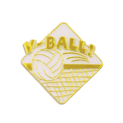 Volleyball Homecoming Mum Charm – Gold or Silver – 3” Plastic Spirit Trinket
