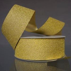 Gold Diamond Dust Ribbon – #3, #5 & #9 Sizes | 25 Yards