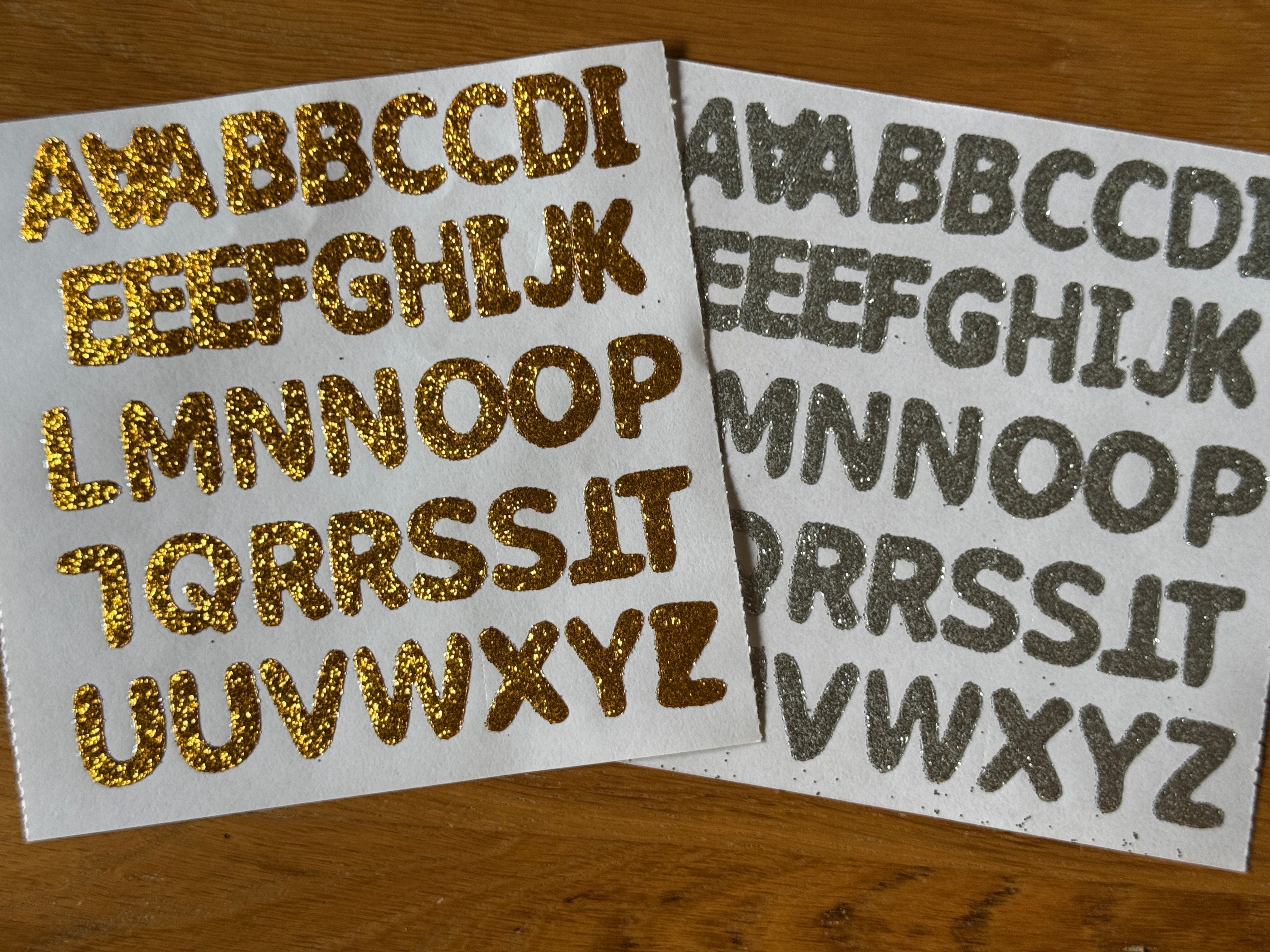 Glitter Alphabet Stickers – 1" Gold or Silver – 40 Letters per Sheet