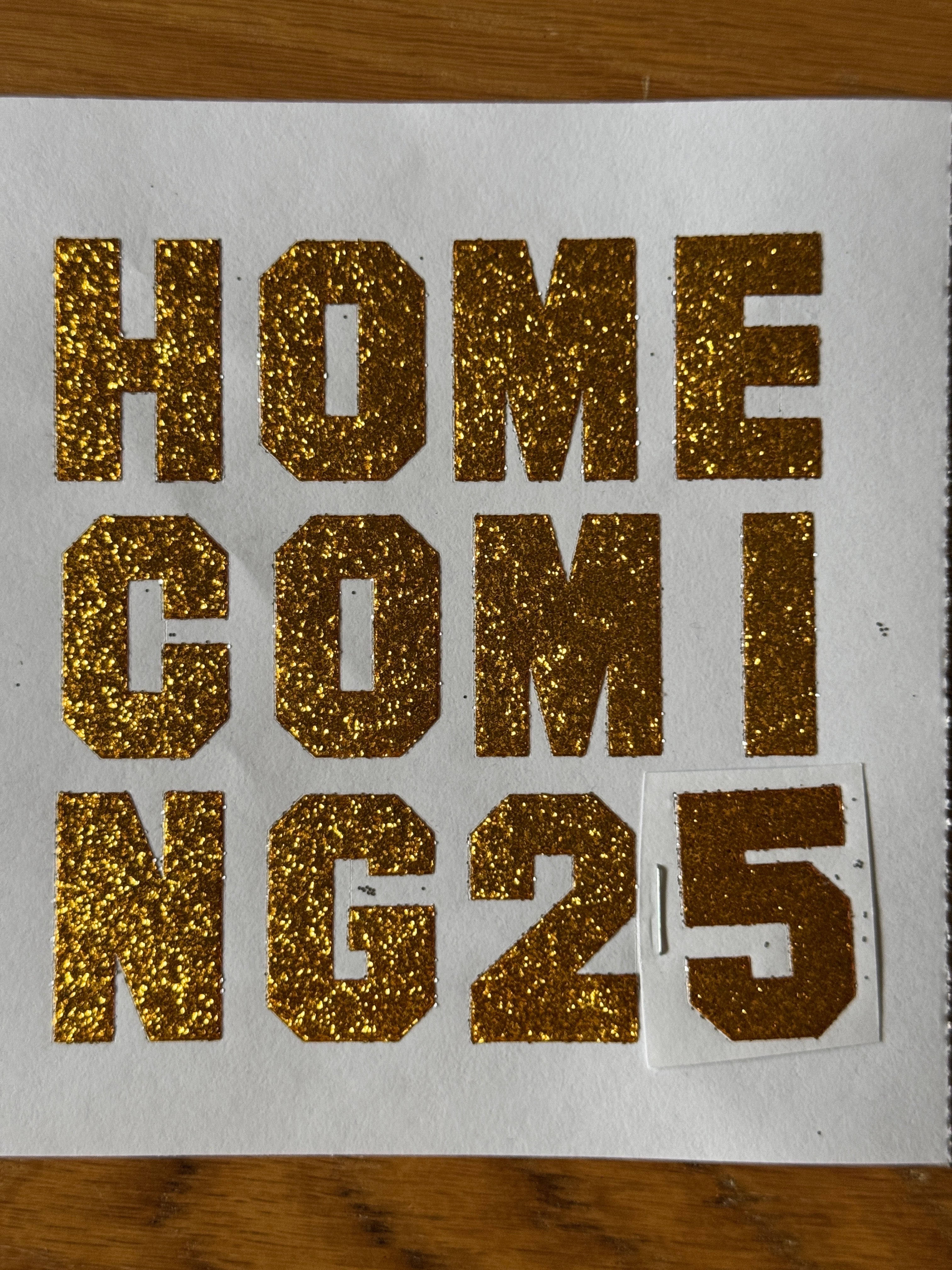 Gold or Silver Glitter "Homecoming" Stickers – 1.5" | 1 Sheet