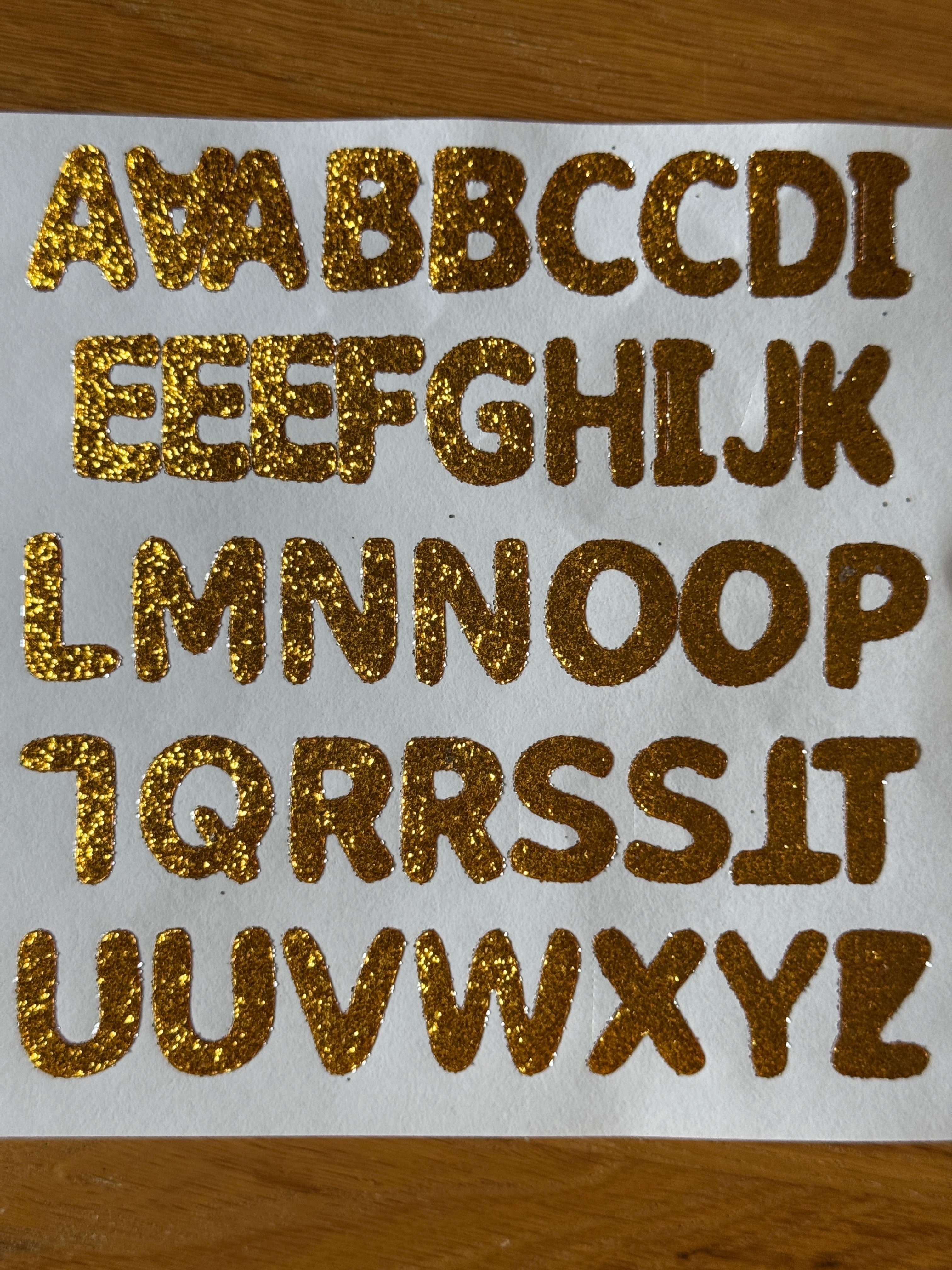 Glitter Alphabet Stickers – 1" Gold or Silver – 40 Letters per Sheet
