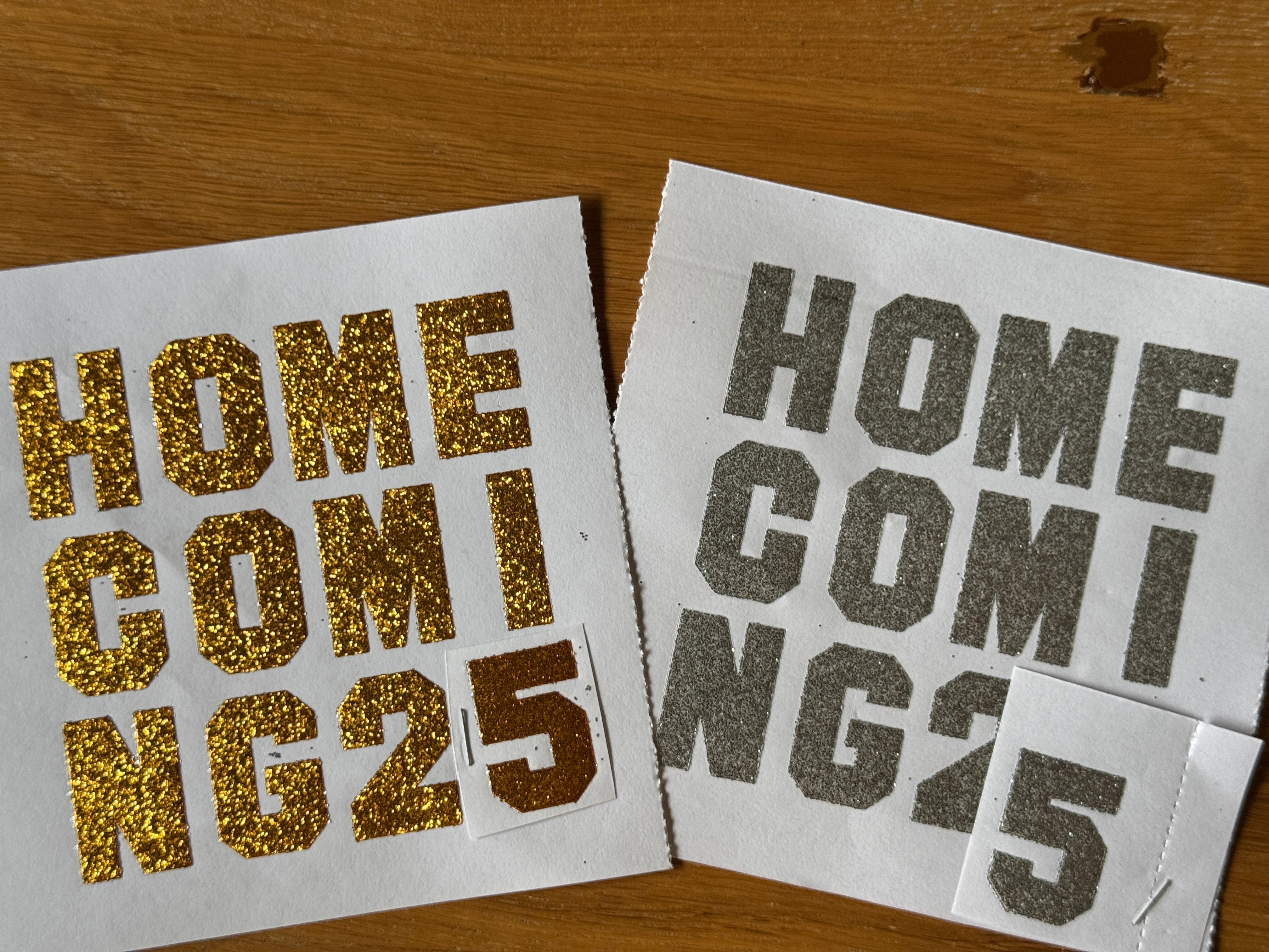 Gold or Silver Glitter "Homecoming" Stickers – 1.5" | 1 Sheet
