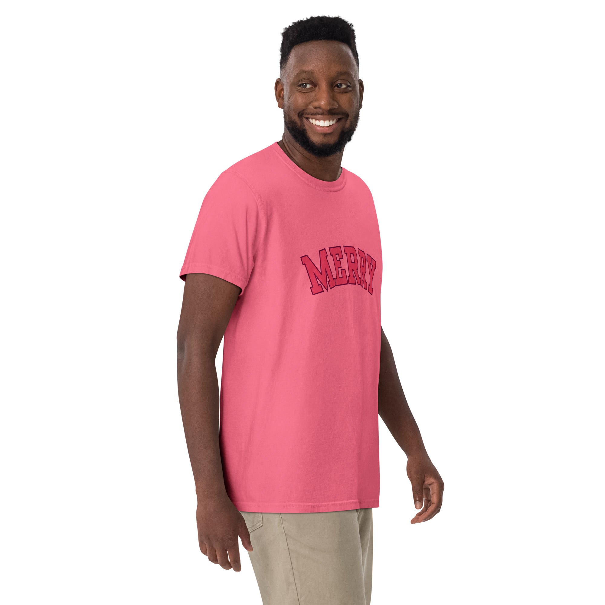 Comfort Colors "Merry" Christmas Tee – Holiday Joy with a Pop of Pretty