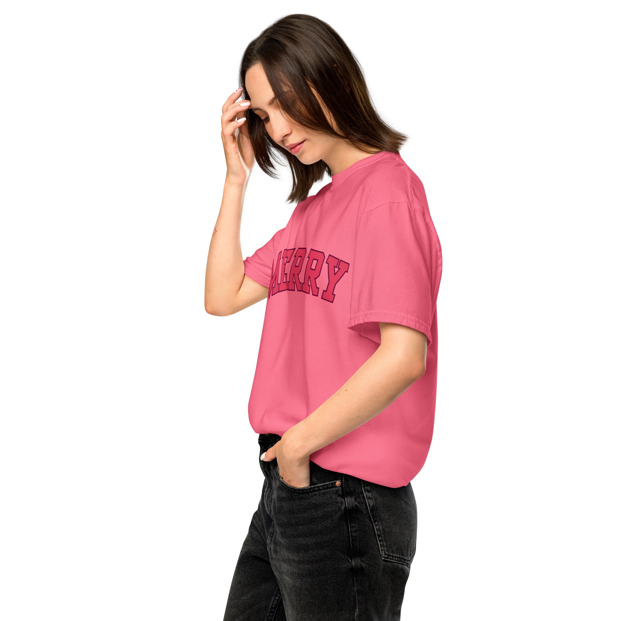 Comfort Colors "Merry" Christmas Tee – Holiday Joy with a Pop of Pretty