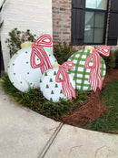 Christmas Ornament Yard Decorations – Weatherproof Holiday Yard Signs in Plaid, Polka Dot & Tree Designs (3 Sizes)
