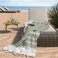 Turkish Beach Towel – Quick Dry, Oversized, Sand-Free – Aqua Grey, 41x68"