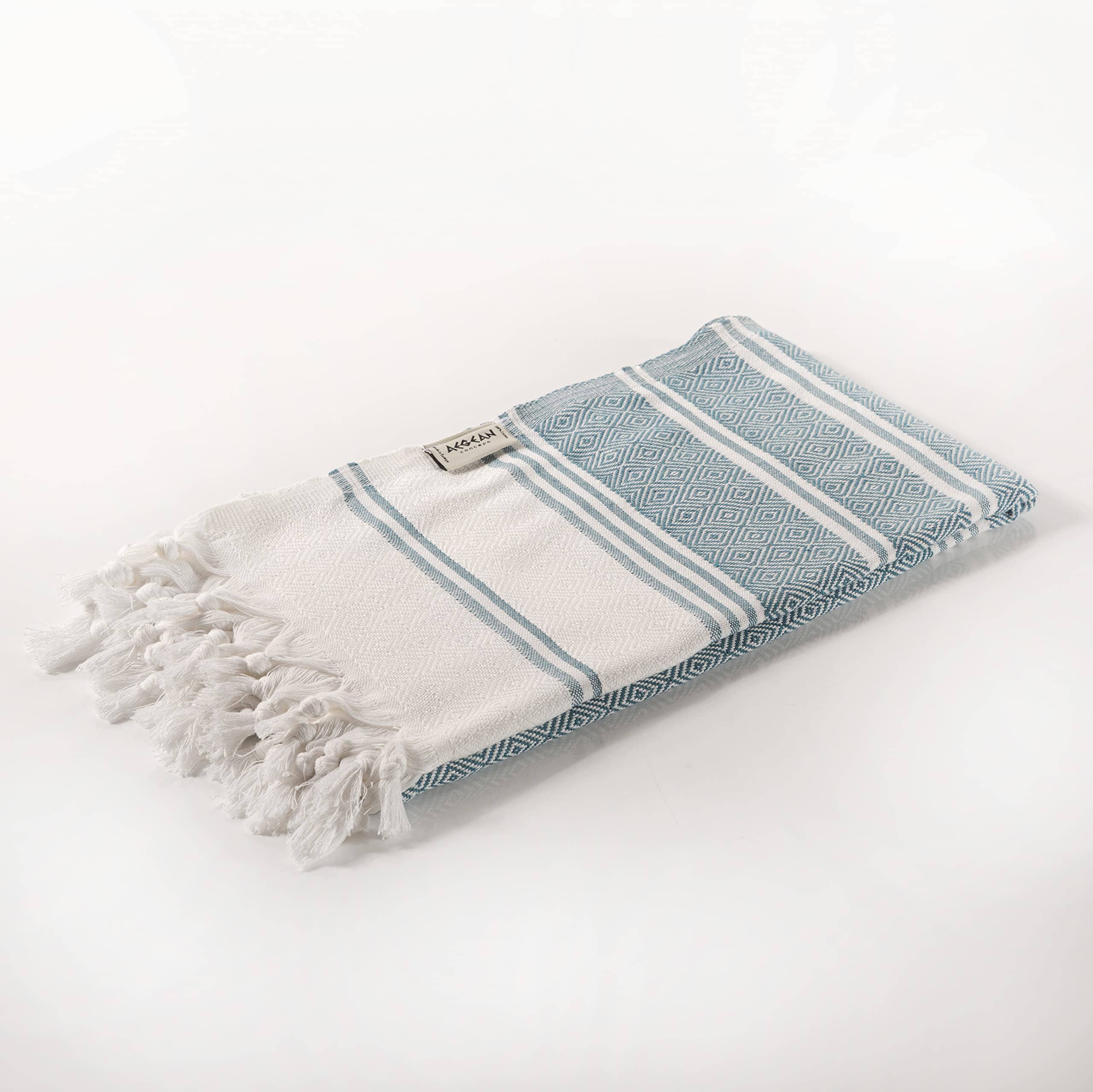 Turkish Beach Towel – Quick Dry, Oversized, Sand-Free – Aqua Grey, 41x68"