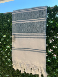 Turkish Beach Towel – Quick Dry, Oversized, Sand-Free – Aqua Grey, 41x68"