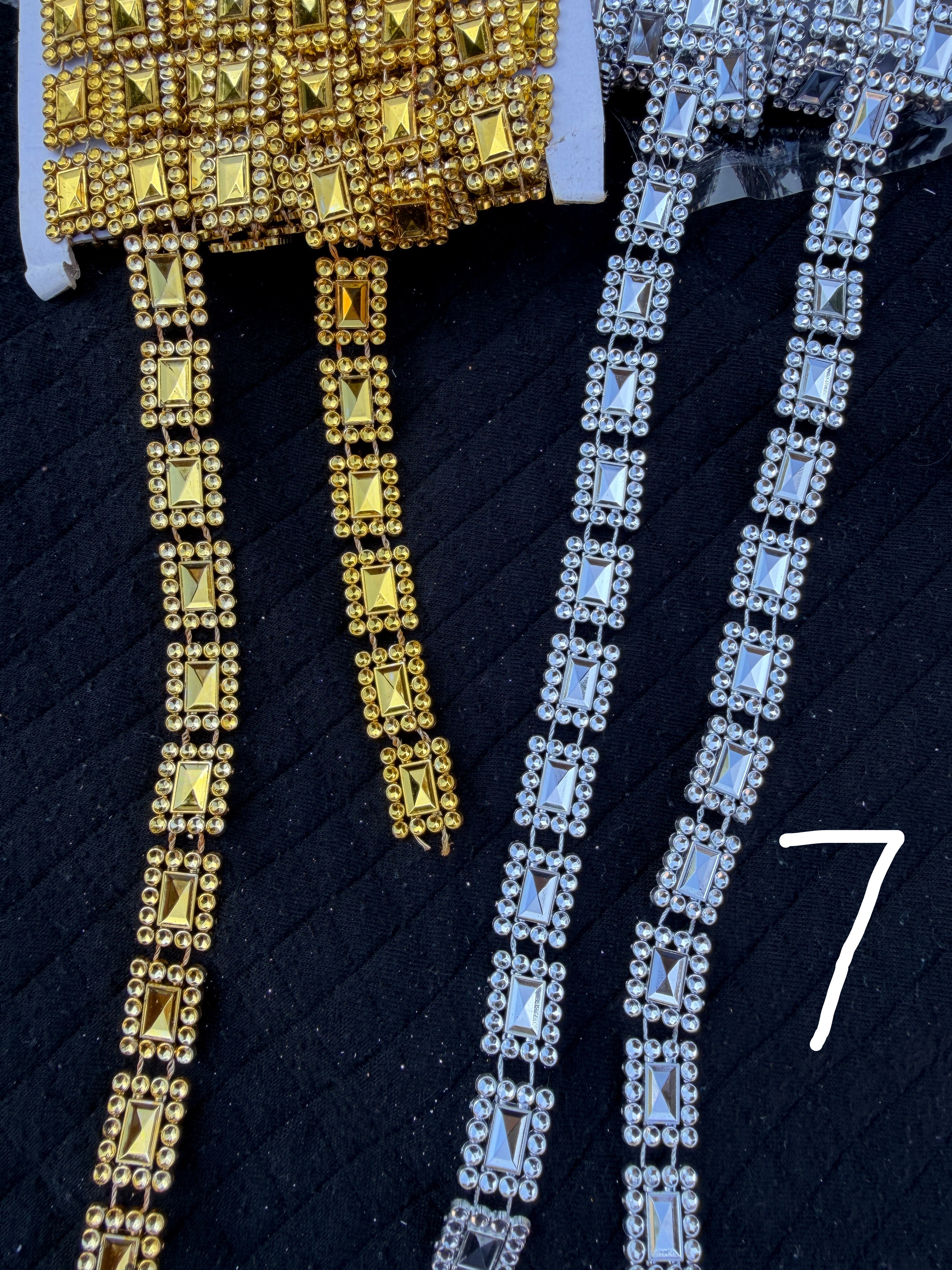 Bling Trim by the Yard | Gold & Silver Rhinestone Trim for Homecoming Mums & Crafts