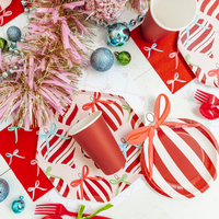 Ornament-Shaped Holiday Plates – 8" Disposable Christmas Dessert & Appetizer Plates, 8 Pack