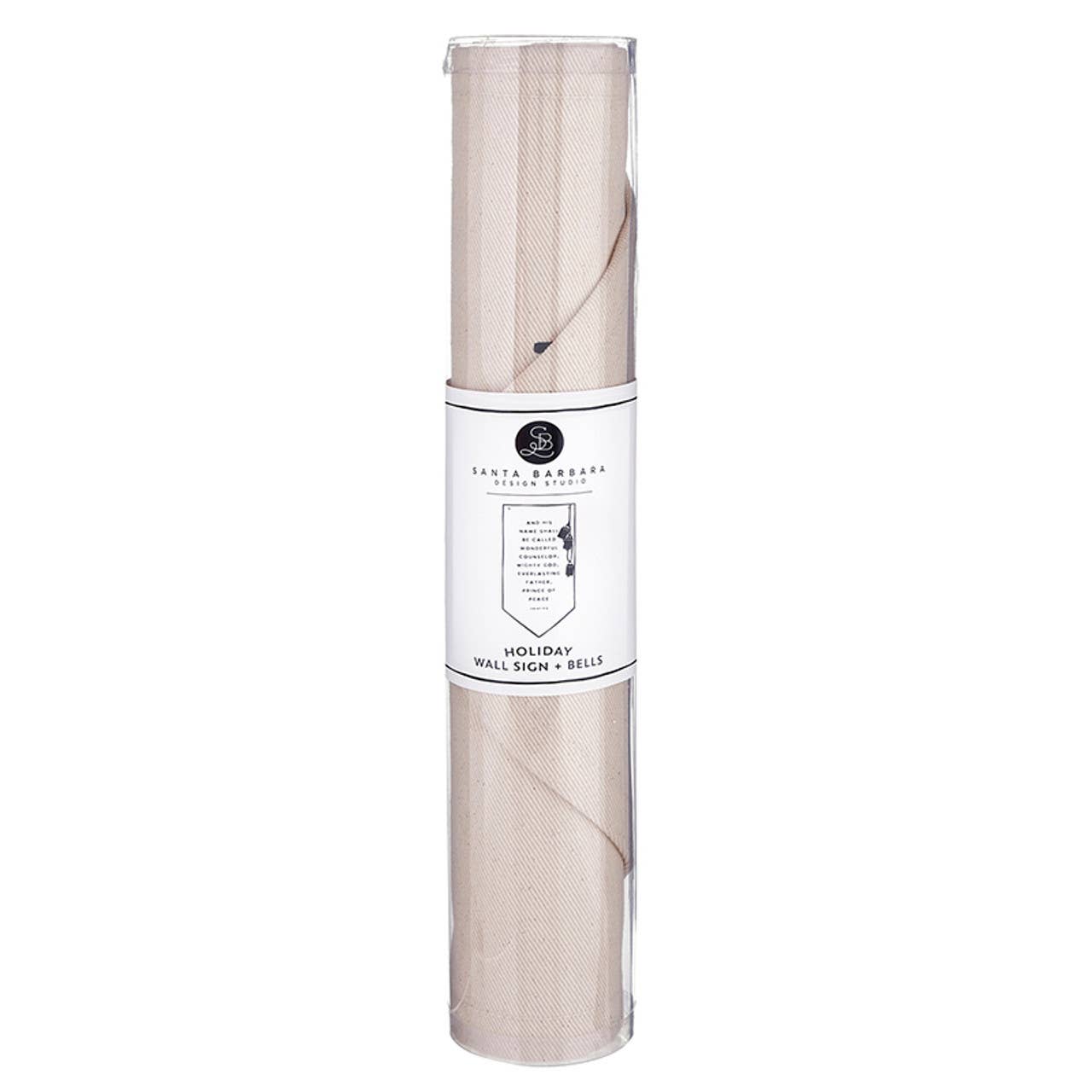 “Isaiah 9:6” Scripture Canvas Wall Sign with Bells – 28"x14" Christmas Decor