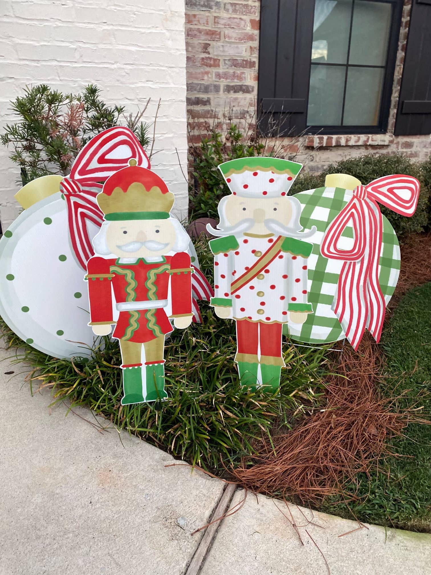 Christmas Ornament Yard Decorations – Weatherproof Holiday Yard Signs in Plaid, Polka Dot & Tree Designs (3 Sizes)