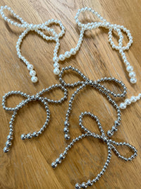 Pearl Bow Embellishments – Ivory & Silver