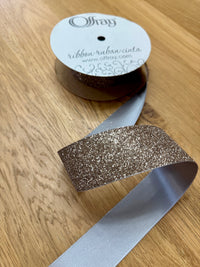 Double Sided Glitter Frosted Satin Ribbon- 1 1/2" Wide X 25 Yards Long | 1 Spool