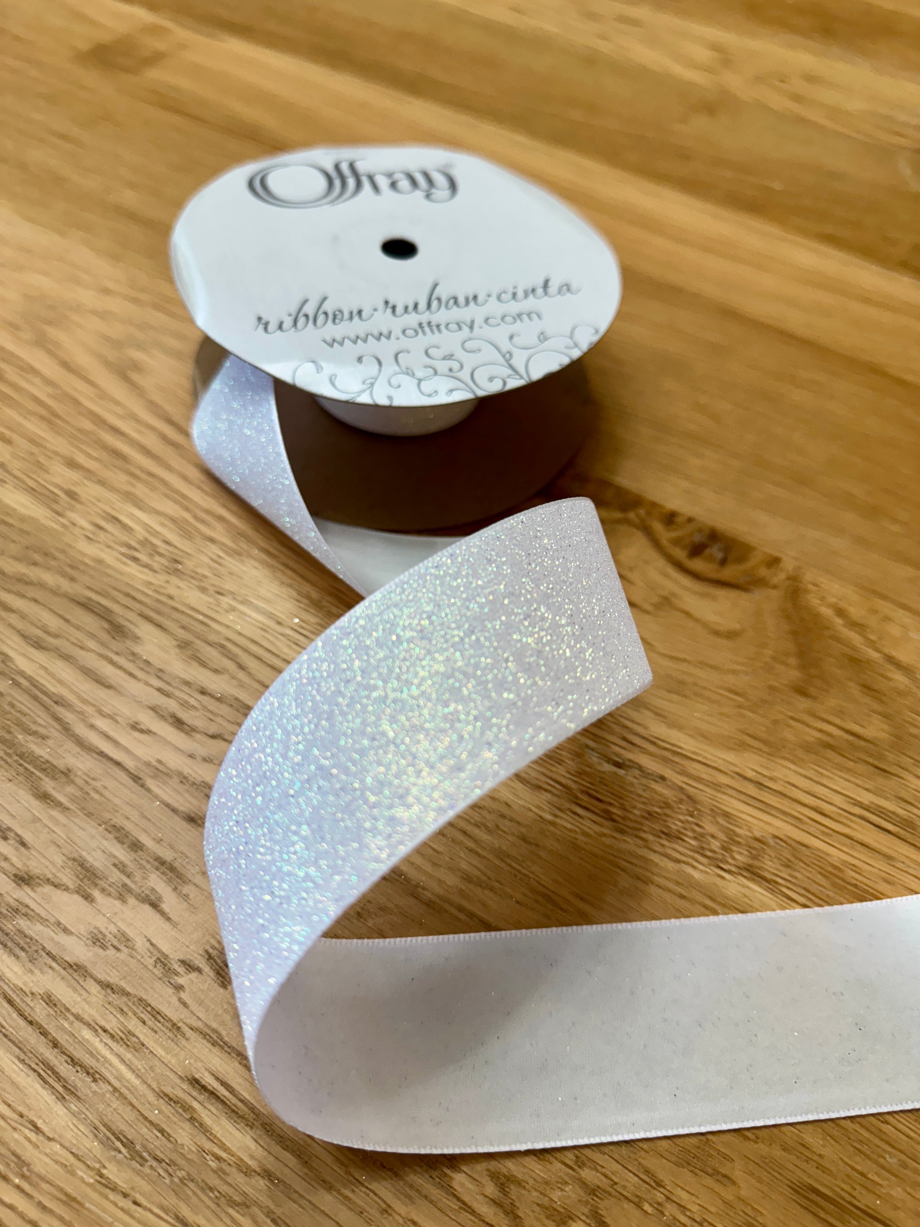 Double Sided Glitter Frosted Satin Ribbon- 1 1/2" Wide X 25 Yards Long | 1 Spool