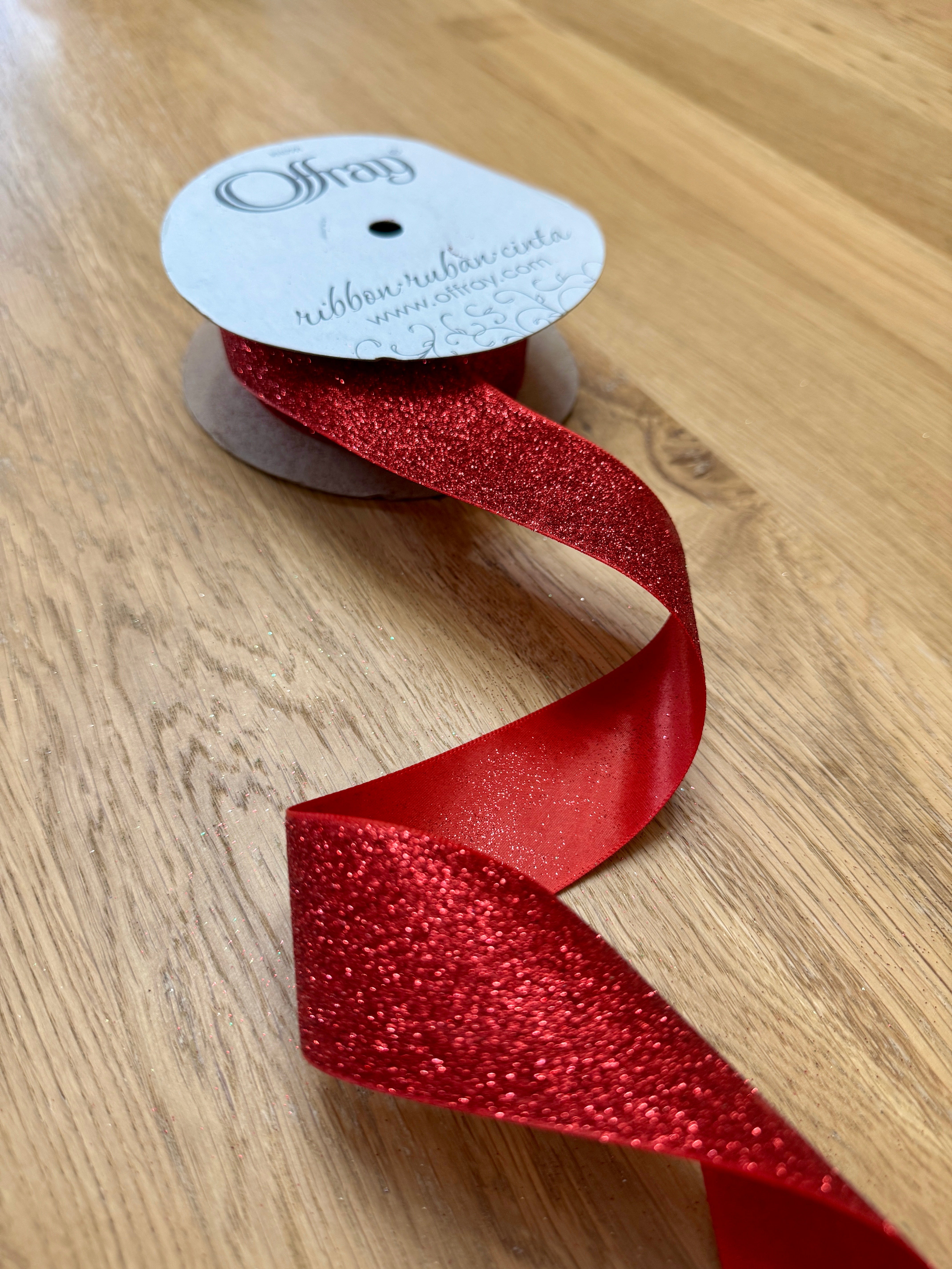 Double Sided Glitter Frosted Satin Ribbon- 1 1/2" Wide X 25 Yards Long | 1 Spool