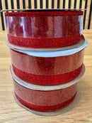 Double Sided Glitter Frosted Satin Ribbon- 1 1/2" Wide X 25 Yards Long | 1 Spool