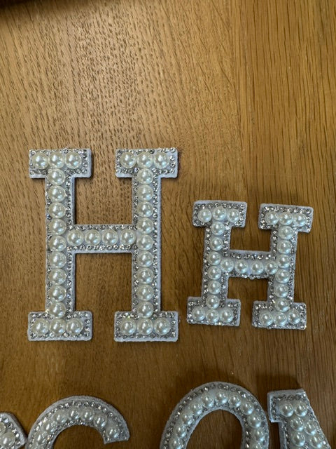 Pearl & Rhinestone Homecoming Letter Set | Gold or Silver | 1.75” & 2.75” Mum Letters
