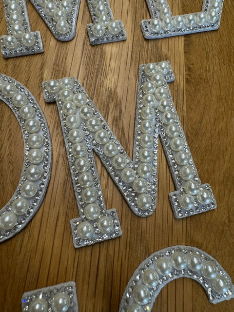 Pearl & Rhinestone Homecoming Letter Set | Gold or Silver | 1.75” & 2.75” Mum Letters