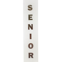 Senior Foil Printed Ribbon – White Satin with Gold or Silver Block Letters | #9, Sold by the Yard