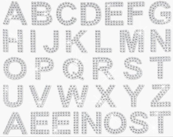Rhinestone Alphabet Stickers – Silver & Gold