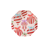 Ornaments & Bows Plates | Festive Christmas Dinner Plates | 9" Disposable Holiday Plates