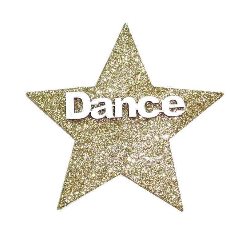 Glitter Dance Star Trinket – Gold or Silver | 3.75" Wood Accent for Mums & Garters