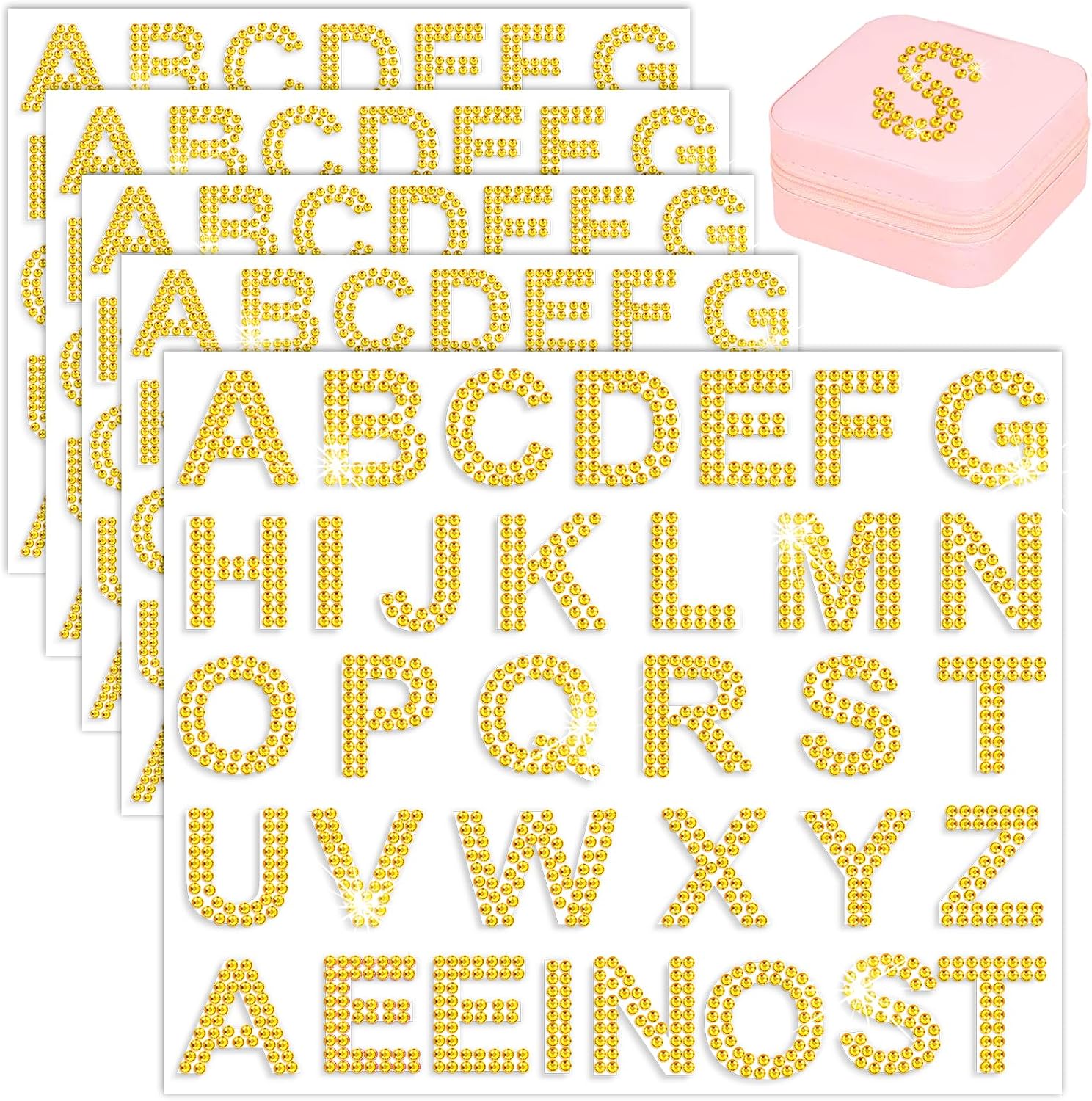 Rhinestone Alphabet Stickers – Silver & Gold