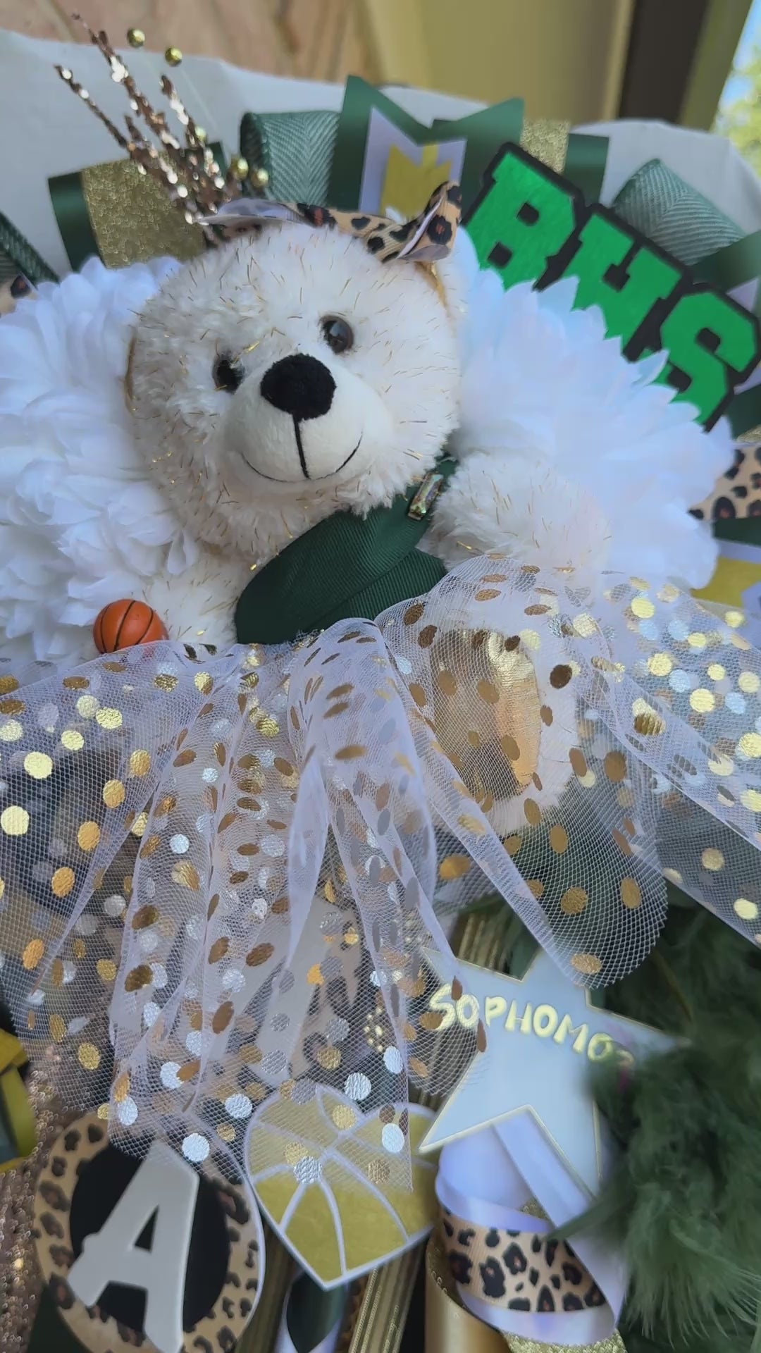 Plush Bears for Homecoming Mums – Gold, Silver, & White – Multiple Sizes