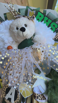 Plush Bears for Homecoming Mums – Gold, Silver, & White – Multiple Sizes