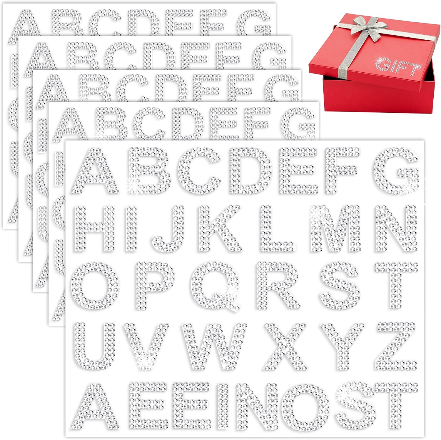 Rhinestone Alphabet Stickers – Silver & Gold