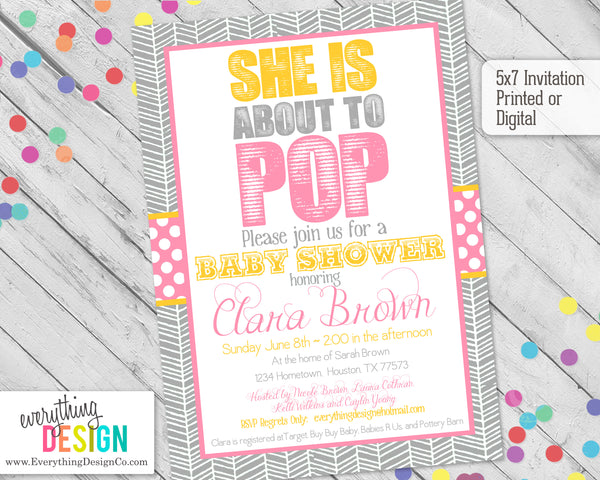 About to Pop Baby Shower Invitation