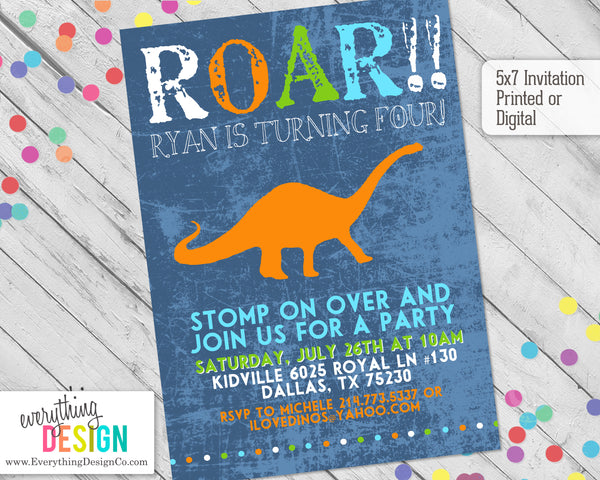 Roar!  Dinosaur Birthday Invitation